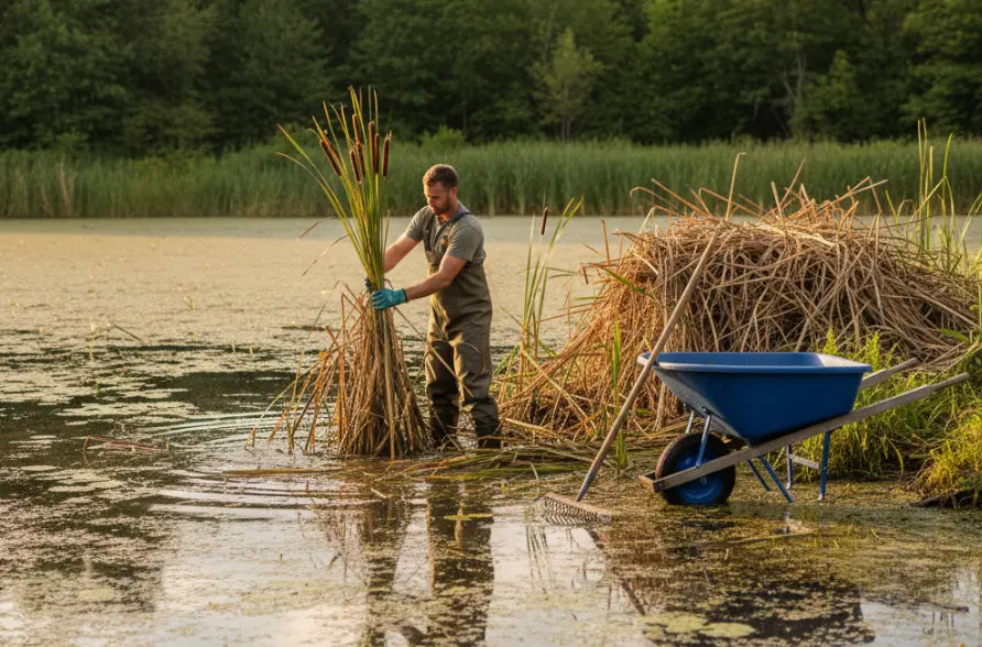 How to remove cattails from a pond